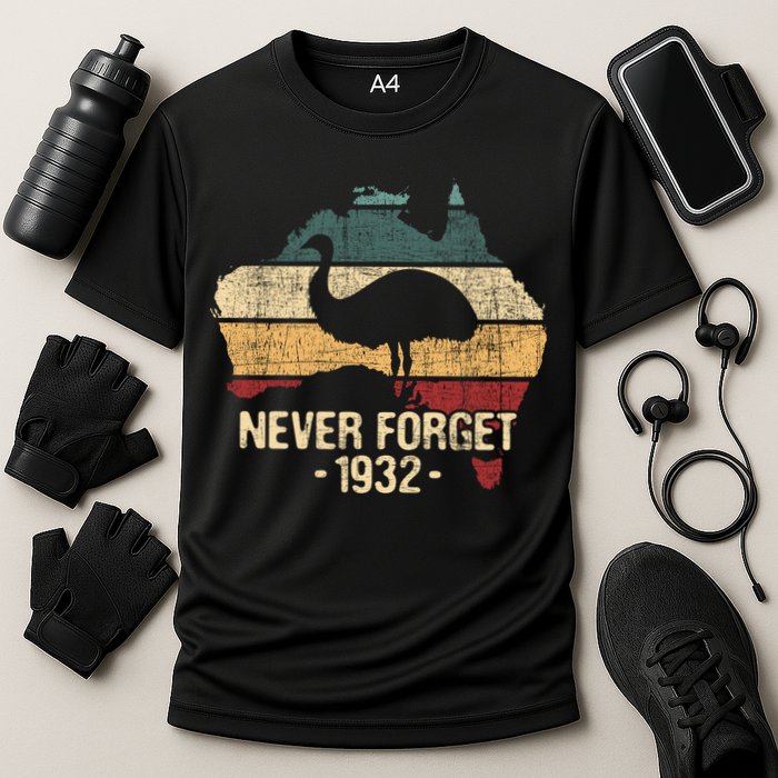 Never Forget 1932 Emu War Gift Emu Lover Zookeeper Gift Cooling Performance Crew T-Shirt