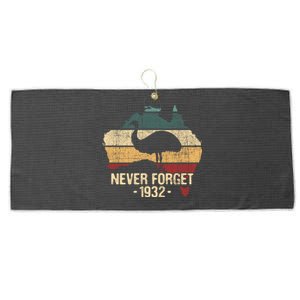 Never Forget 1932 Emu War Gift Emu Lover Zookeeper Gift Large Microfiber Waffle Golf Towel