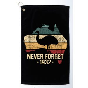 Never Forget 1932 Emu War Gift Emu Lover Zookeeper Gift Platinum Collection Golf Towel