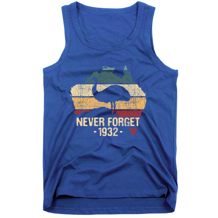 Never Forget 1932 Emu War Gift Emu Lover Zookeeper Gift Tank Top