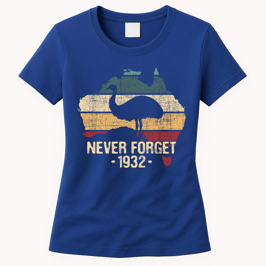 Never Forget 1932 Emu War Gift Emu Lover Zookeeper Gift Womens T-Shirt