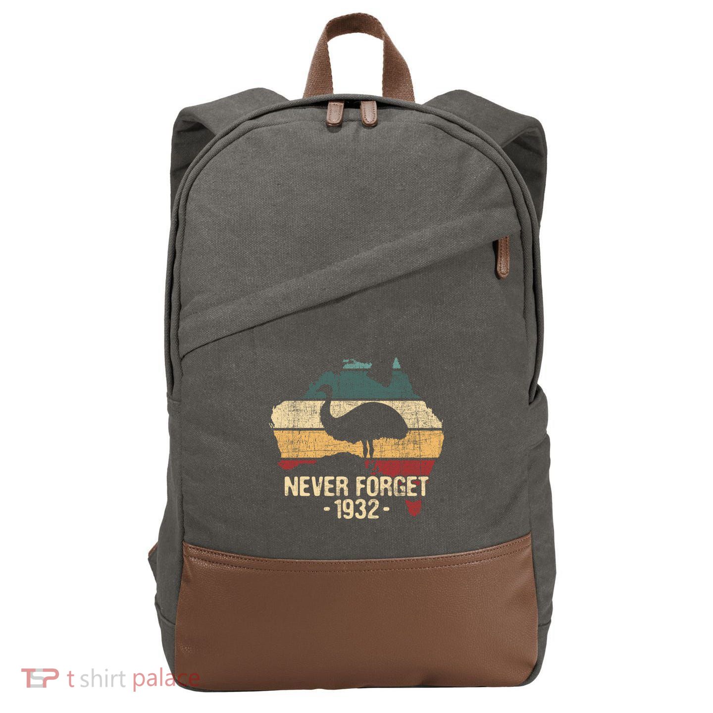Never Forget 1932 Emu War Gift Emu Lover Zookeeper Gift Cotton Canvas Backpack