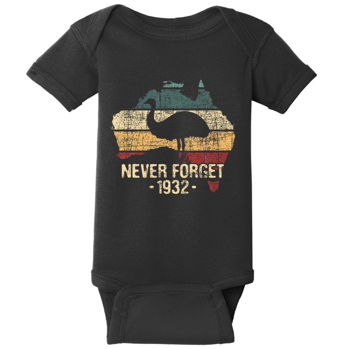 Never Forget 1932 Emu War Emu Lover Zookeeper Baby Bodysuit