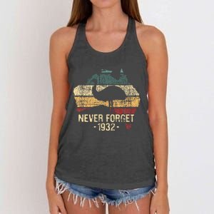 Never Forget 1932 Emu War Emu Lover Zookeeper Women's Knotted Racerback Tank