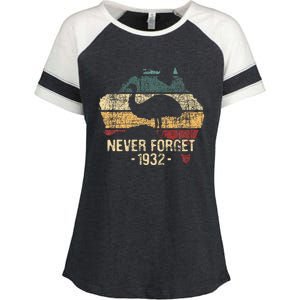 Never Forget 1932 Emu War Emu Lover Zookeeper Enza Ladies Jersey Colorblock Tee