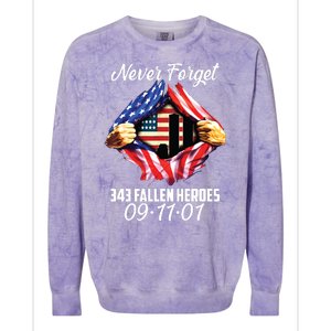 Never Forget 343 Fallen Heroes 091101 September 11 Colorblast Crewneck Sweatshirt