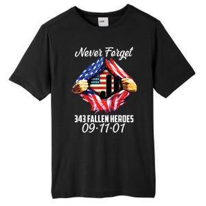 Never Forget 343 Fallen Heroes 091101 September 11 Tall Fusion ChromaSoft Performance T-Shirt