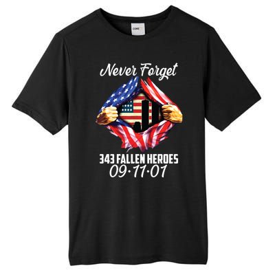 Never Forget 343 Fallen Heroes 091101 September 11 Tall Fusion ChromaSoft Performance T-Shirt