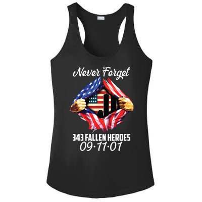 Never Forget 343 Fallen Heroes 091101 September 11 Ladies PosiCharge Competitor Racerback Tank