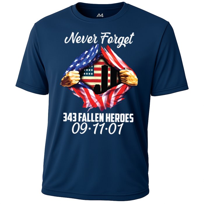 Never Forget 343 Fallen Heroes 091101 September 11 Cooling Performance Crew T-Shirt
