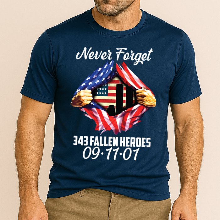 Never Forget 343 Fallen Heroes 091101 September 11 Cooling Performance Crew T-Shirt