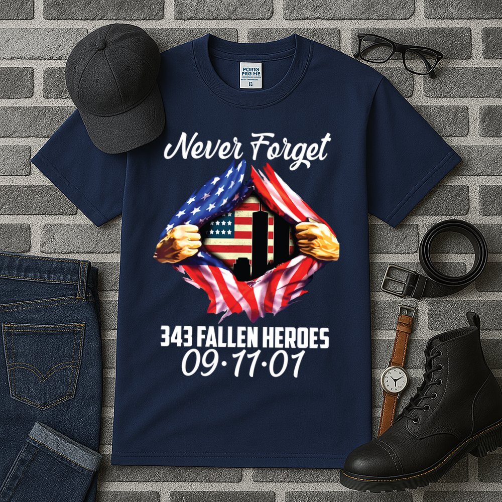 Never Forget 343 Fallen Heroes 091101 September 11 Tall T-Shirt