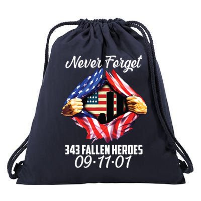 Never Forget 343 Fallen Heroes 091101 September 11 Drawstring Bag