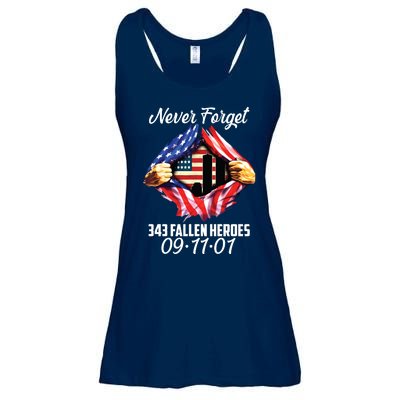 Never Forget 343 Fallen Heroes 091101 September 11 Ladies Essential Flowy Tank