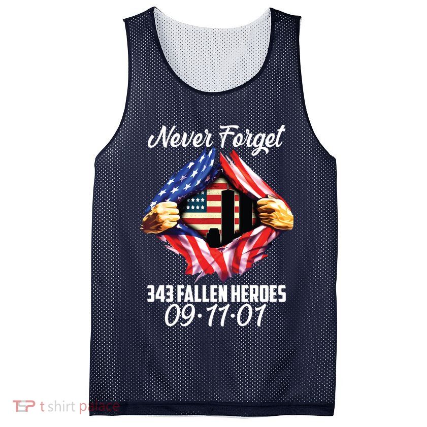 Never Forget 343 Fallen Heroes 091101 September 11 Mesh Reversible Basketball Jersey Tank