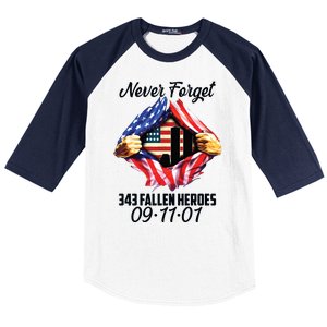 Never Forget 343 Fallen Heroes 091101 September 11 Baseball Sleeve Shirt