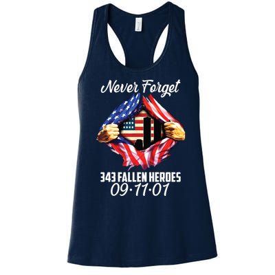 Never Forget 343 Fallen Heroes 091101 September 11 Women's Racerback Tank