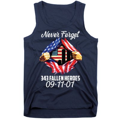 Never Forget 343 Fallen Heroes 091101 September 11 Tank Top
