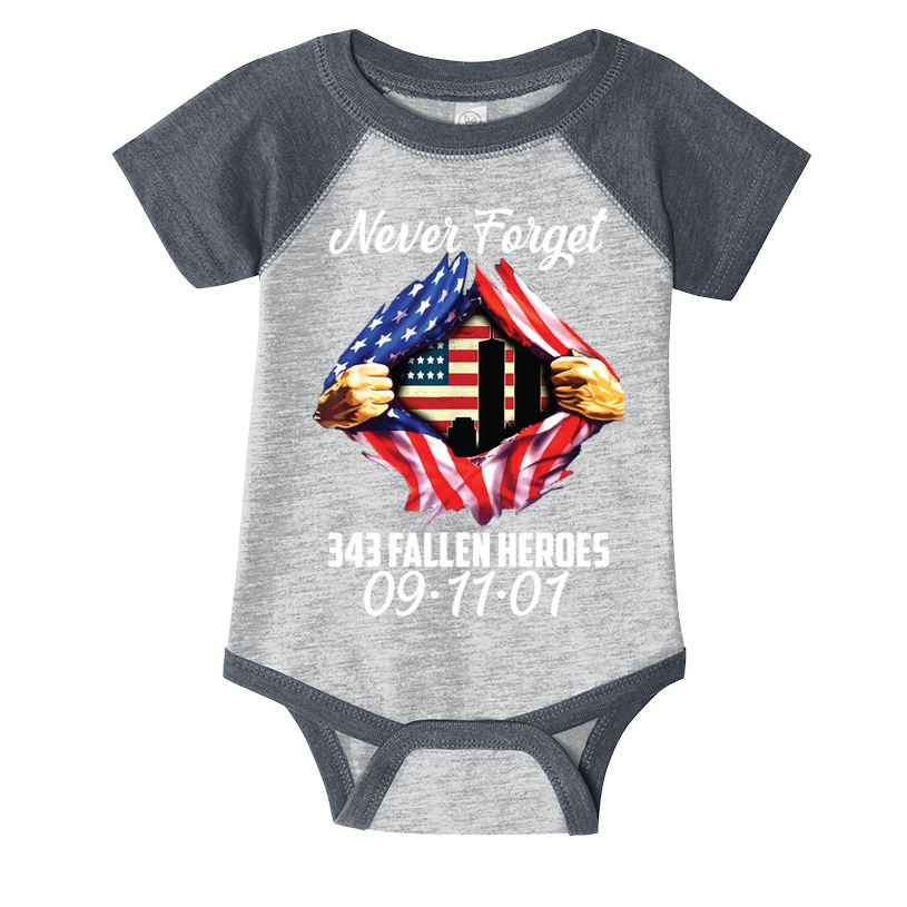 Never Forget 343 Fallen Heroes 091101 September 11 Infant Baby Jersey Bodysuit