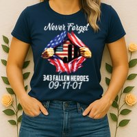 Never Forget 343 Fallen Heroes 091101 September 11 Womens T-Shirt