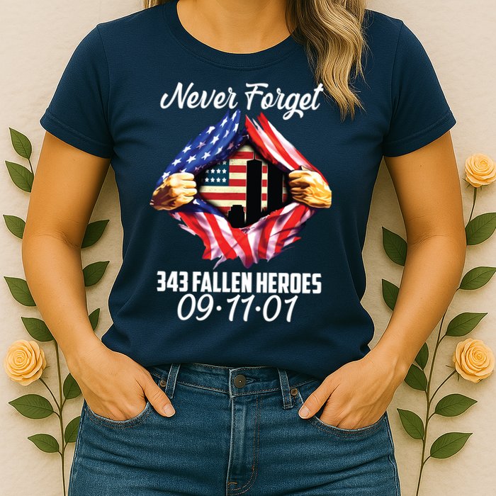 Never Forget 343 Fallen Heroes 091101 September 11 Womens T-Shirt