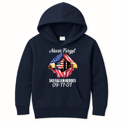 Never Forget 343 Fallen Heroes 091101 September 11 Kids Hoodie
