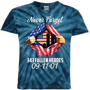 Never Forget 343 Fallen Heroes 091101 September 11 Kids Tie-Dye T-Shirt