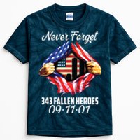 Never Forget 343 Fallen Heroes 091101 September 11 Kids Tie-Dye T-Shirt