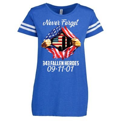 Never Forget 343 Fallen Heroes 091101 September 11 Enza Ladies Jersey Football T-Shirt