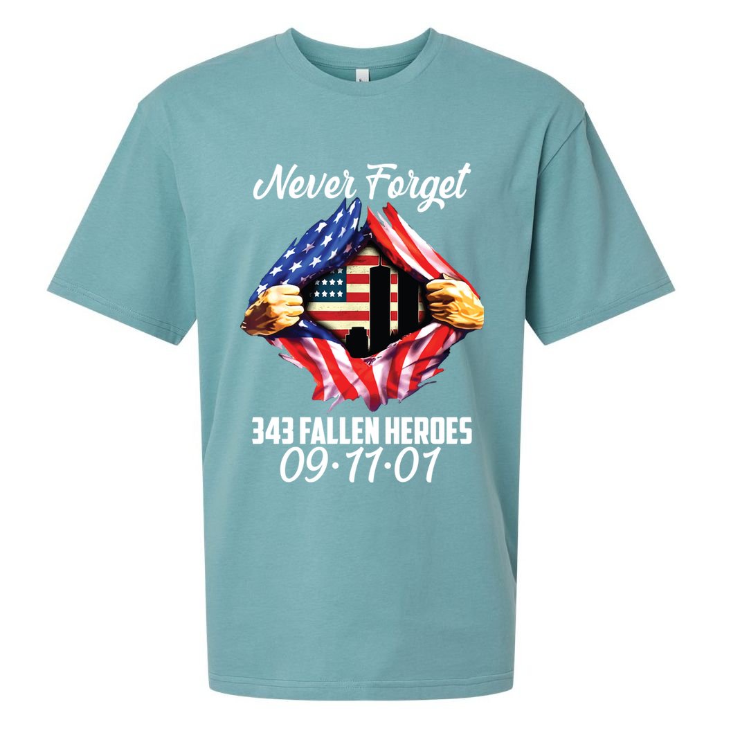Never Forget 343 Fallen Heroes 091101 September 11 Sueded Cloud Jersey T-Shirt