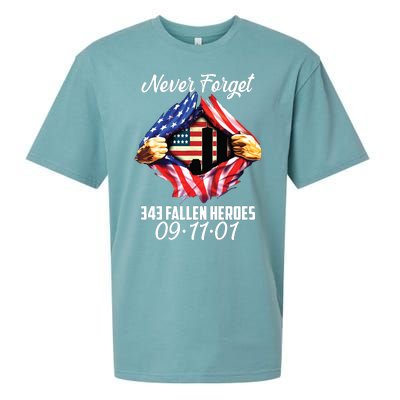 Never Forget 343 Fallen Heroes 091101 September 11 Sueded Cloud Jersey T-Shirt