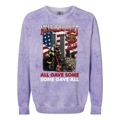 Never Forget 9112001 20th Anniversary Firefighters Gift Colorblast Crewneck Sweatshirt