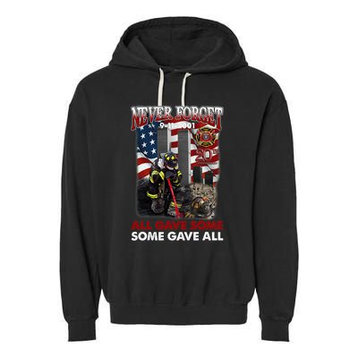 Never Forget 9112001 20th Anniversary Firefighters Gift Garment-Dyed Fleece Hoodie