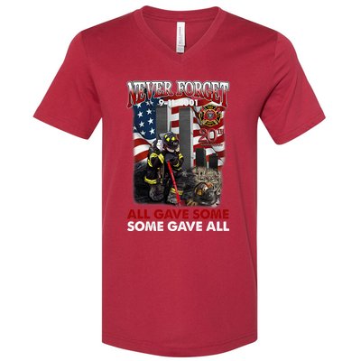 Never Forget 9112001 20th Anniversary Firefighters Gift V-Neck T-Shirt