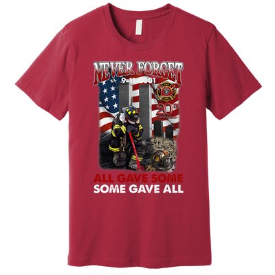 Never Forget 9112001 20th Anniversary Firefighters Gift Premium T-Shirt