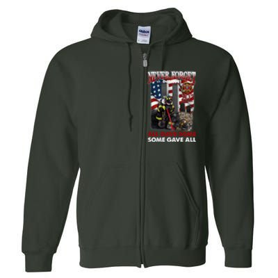 Never Forget 9112001 20th Anniversary Firefighters Gift Full Zip Hoodie