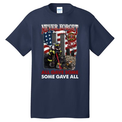 Never Forget 9112001 20th Anniversary Firefighters Gift Tall T-Shirt