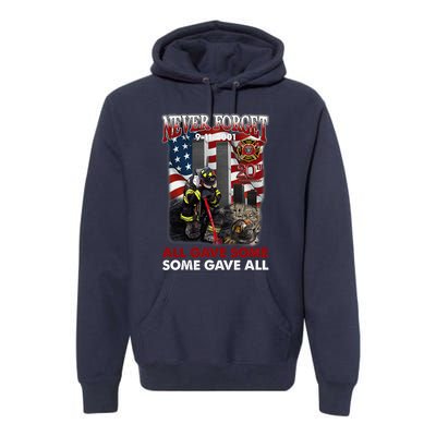 Never Forget 9112001 20th Anniversary Firefighters Gift Premium Hoodie