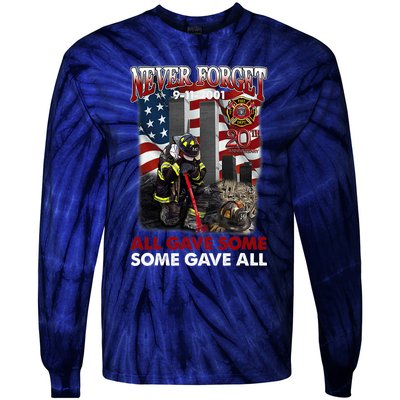 Never Forget 9112001 20th Anniversary Firefighters Gift Tie-Dye Long Sleeve Shirt