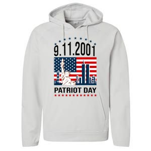 Never Forget 9/11/2001 American Flag Patriotic Memorial Day Performance Fleece Hoodie