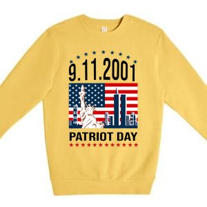 Never Forget 9/11/2001 American Flag Patriotic Memorial Day Premium Crewneck Sweatshirt