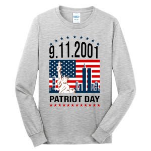 Never Forget 9/11/2001 American Flag Patriotic Memorial Day Tall Long Sleeve T-Shirt