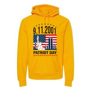 Never Forget 9/11/2001 American Flag Patriotic Memorial Day Premium Hoodie