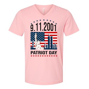 Never Forget 9/11/2001 American Flag Patriotic Memorial Day V-Neck T-Shirt