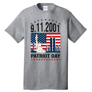 Never Forget 9/11/2001 American Flag Patriotic Memorial Day Tall T-Shirt