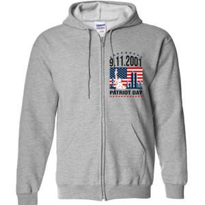 Never Forget 9/11/2001 American Flag Patriotic Memorial Day Full Zip Hoodie