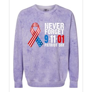 Never Forget 9.11.01 USA Ribbon Patriot Day Colorblast Crewneck Sweatshirt