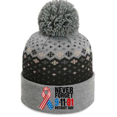 Never Forget 9.11.01 USA Ribbon Patriot Day The Baniff Cuffed Pom Beanie