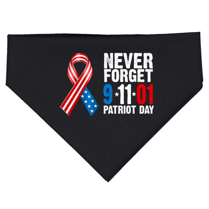 Never Forget 9.11.01 USA Ribbon Patriot Day USA-Made Doggie Bandana