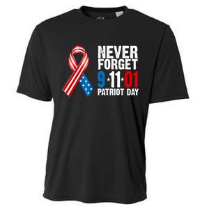 Never Forget 9.11.01 USA Ribbon Patriot Day Cooling Performance Crew T-Shirt